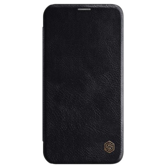 Nillkin Qin Leather Book iPhone 12/12 Pro oldalra nyíló eredeti bőr tok, fekete