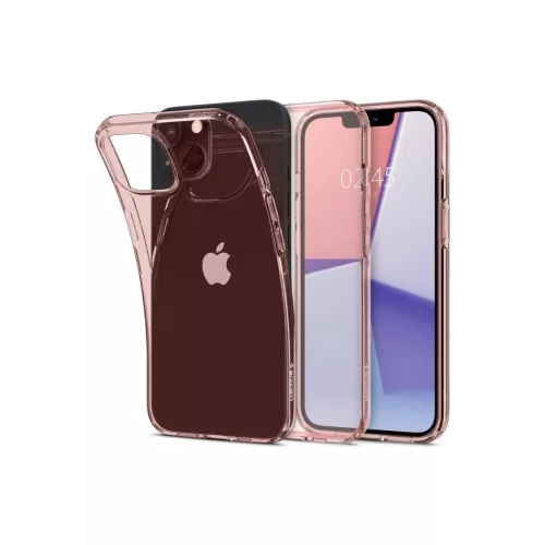 Spigen iPhone 13 Liquid Crystal Flex Rose Crystal hátlap, tok, átlátszó-rózsaszín