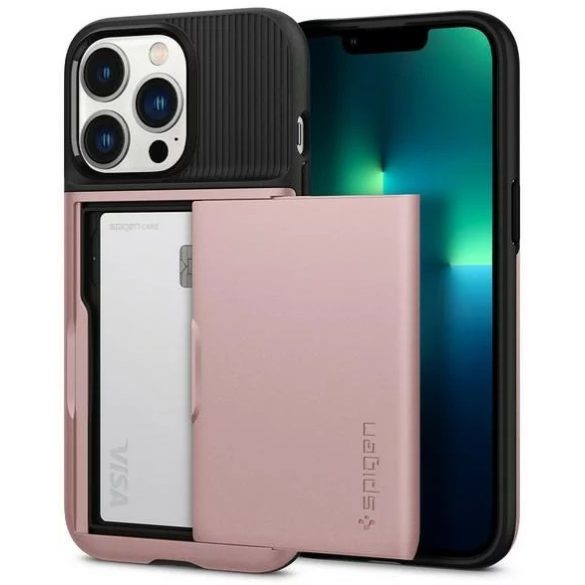 Spigen Slim Armor CS iPhone 13 Pro kártyatartós hátlap,tok, rozé arany