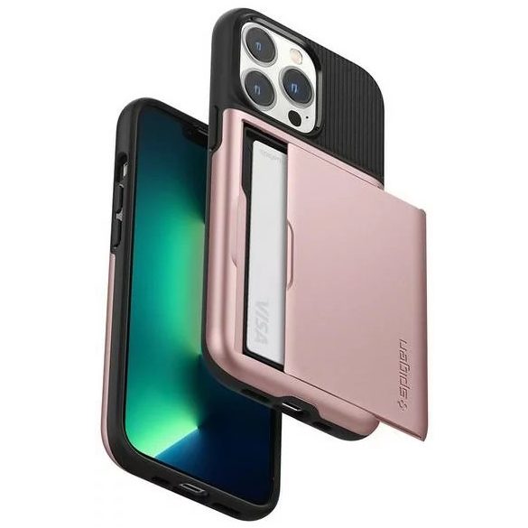 Spigen Slim Armor CS iPhone 13 Pro kártyatartós hátlap,tok, rozé arany