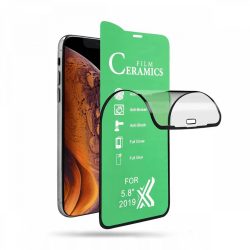   iPhone 13 Mini 5D Full Glue Ceramic Glass teljes kijelzős képernyővédő hajlékony üvegfólia, fekete