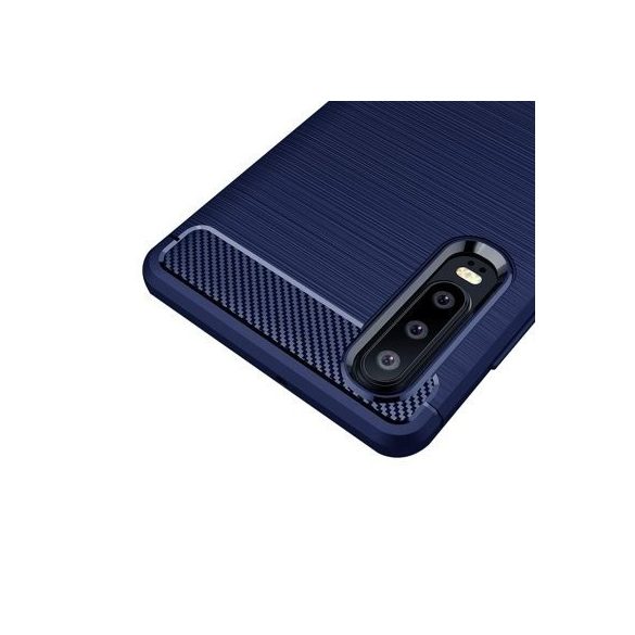 Carbon Case Flexible Huawei P30 hátlap, tok, sötétkék