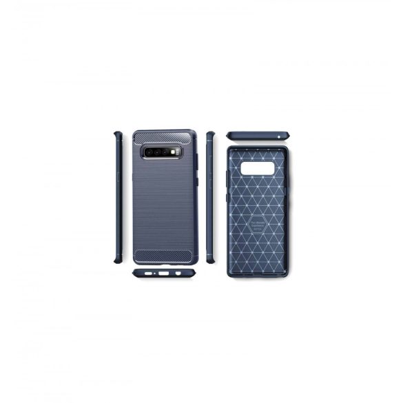 Carbon Case Flexible Samsung Galaxy S10 Plus hátlap, tok, sötétkék