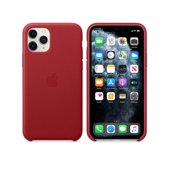 Apple gyári iPhone 11 Pro Leather eredeti bőr hátlap, tok, piros