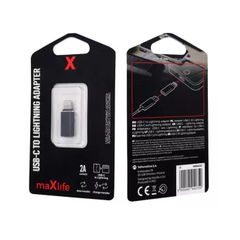 Maxlife USB-C - Lightning átalakító adapter, fekete