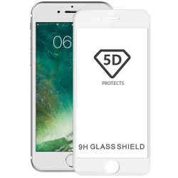   iPhone 6/6S/7/8 Glass Screen 5D Full Glue teljes kijelzős edzett üvegfólia, 9H keménységű, fehér