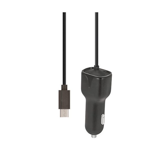 Maxlife MXCC-02 USB univerzális autós szivargyújtó töltő, gyorstöltő 2.1A + Micro USB kábel, fekete