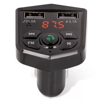   Maxlife MXFT-02 Bluetooth FM transzmitter, 2xUSB, Micro SD, gyorstöltő, 5V/3.1A, fekete