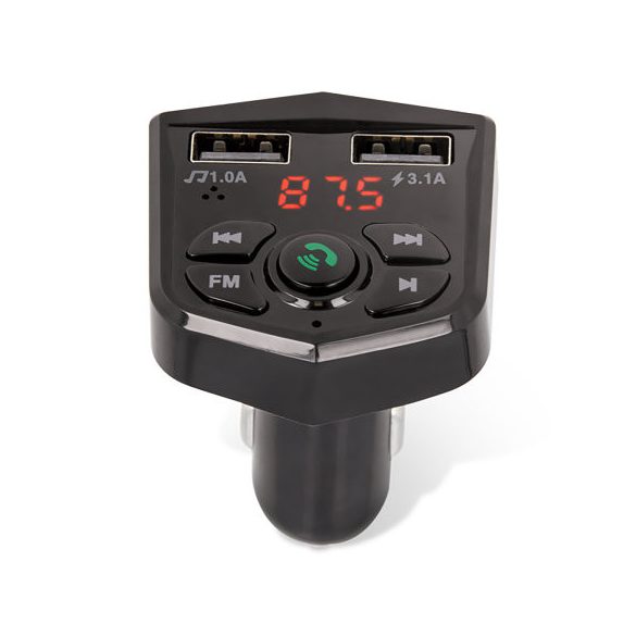 Maxlife MXFT-02 Bluetooth FM transzmitter, 2xUSB, Micro SD, gyorstöltő, 5V/3.1A, fekete