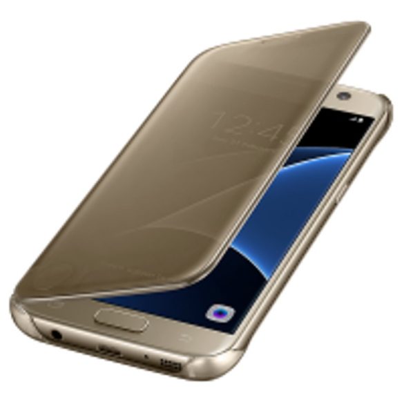 Clear View Case cover Samsung Galaxy S10 Lite/A91 oldalra nyíló tok, arany