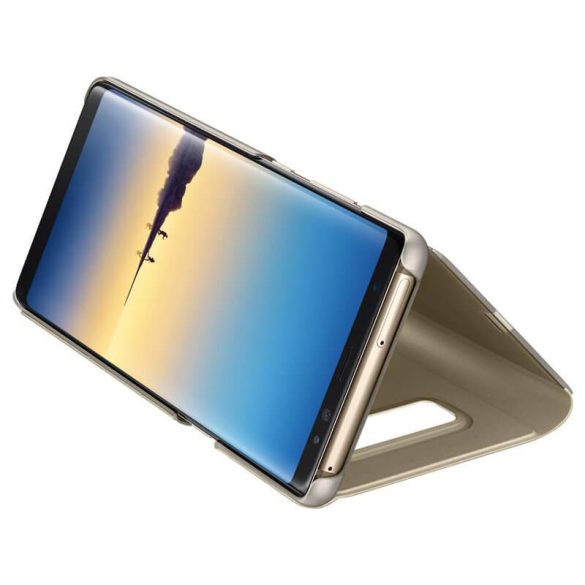 Clear View Case cover Samsung Galaxy S10 Lite/A91 oldalra nyíló tok, arany