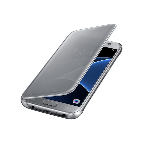 Clear View Case cover Samsung Galaxy S7 Edge oldalra nyíló tok, ezüst