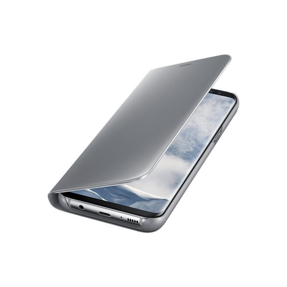 Clear View Case cover Xiaomi Redmi Note 8 Pro oldalra nyíló tok, ezüst