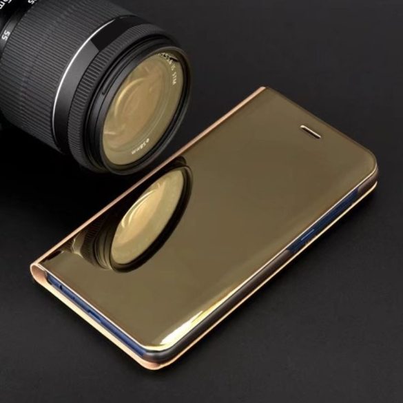 Clear View Case cover Xiaomi Redmi Note 9 oldalra nyíló tok, arany