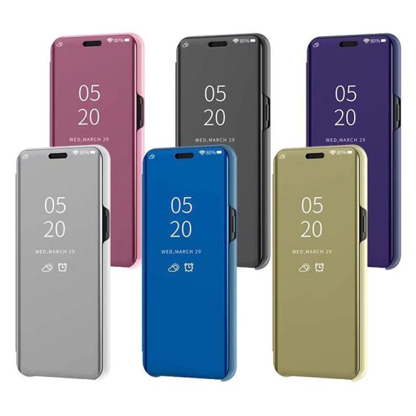 Clear View Case cover Huawei P40 Lite E/Y7P oldalra nyíló tok, lila