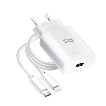   Blue Star Type C - Lightning kábellel, hálózati töltő adapter szett, gyorstöltés, 18W, fehér