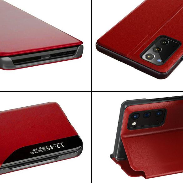 Eco Leather View Case Samsung Galaxy A32 4G oldalra nyíló tok, piros