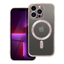   Electro Mag iPhone 13 Pro Magsafe kompatibilis kameravédős hátlap, tok, rozé arany-átlátszó