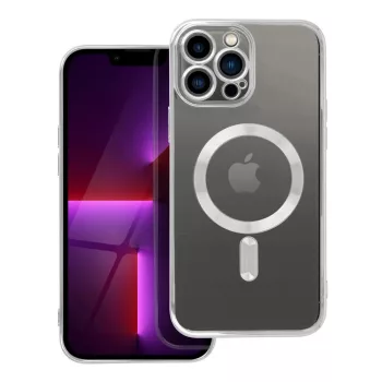   Electro Mag iPhone 13 Pro Max MagSafe kameravédős hátlap, tok, ezüst-átlátszó