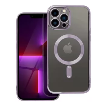   Electro Mag iPhone 13 Pro Max MagSafe kameravédős hátlap, tok, lila-átlátszó