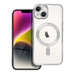   Electro Mag iPhone 14 Magsafe kompatibilis kameravédős hátlap, tok, ezüst-átlátszó