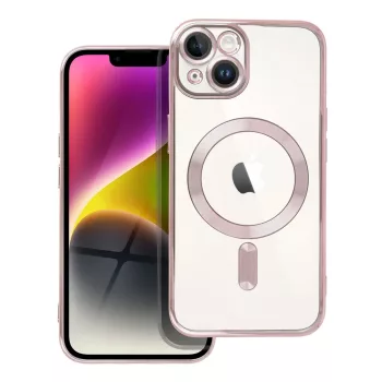   Electro Mag iPhone 14 MagSafe kameravédős hátlap, tok, rozé arany-átlátszó