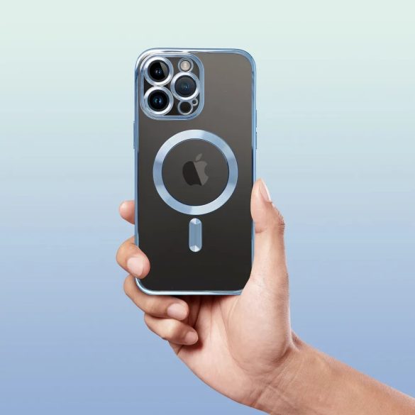 Electro Mag iPhone 14 Magsafe kompatibilis kameravédős hátlap, tok, lila-átlátszó