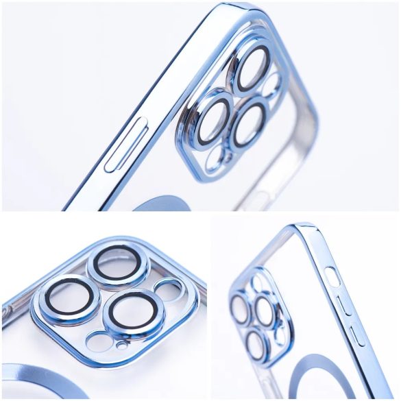 Electro Mag iPhone 14 Magsafe kompatibilis kameravédős hátlap, tok, lila-átlátszó