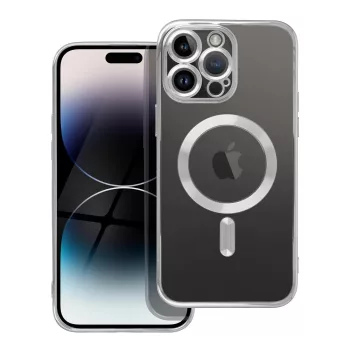   Electro Mag iPhone 14 Pro Max MagSafe kameravédős hátlap, tok, ezüst-átlátszó