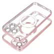 Electro Mag iPhone 14 Pro Max MagSafe kameravédős hátlap, tok, rozé arany-átlátszó