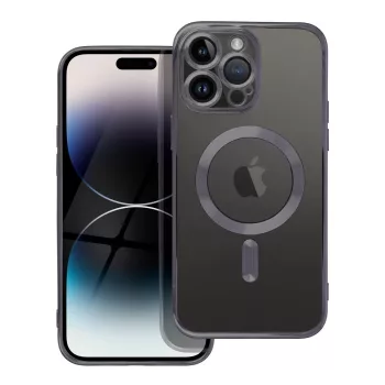  Electro Mag iPhone 14 Pro Max MagSafe kameravédős hátlap, tok, fekete-átlátszó