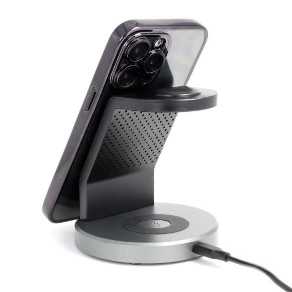 Electro Mag iPhone 14 Pro Max Magsafe kompatibilis kameravédős hátlap, tok, fekete-átlátszó
