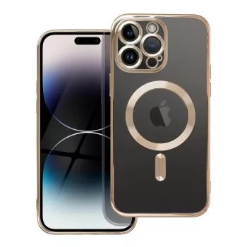  Electro Mag iPhone 14 Plus MagSafe kameravédős hátlap, tok, arany-átlátszó