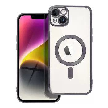   Electro Mag iPhone 14 Plus MagSafe kameravédős hátlap, tok, fekete-átlátszó