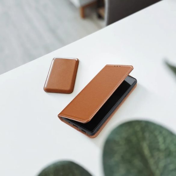 Genuine Leather Smart Pro iPhone 11 eredeti bőr oldalra nyíló tok, barna