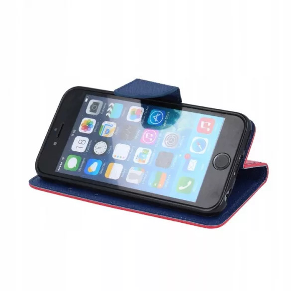 Smart Fancy iPhone 11 Pro Max oldalra nyíló tok, piros-sötétkék