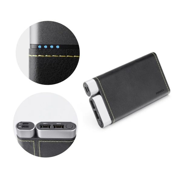 Puridea G4 fekete ajándék szett (Power Bank 10000mAh, 3in1 adatkábel, autós Dual-USB töltő, hálózati Dual-USB töltő) fekete