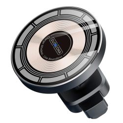   Duzzona V2 Magsafe kompatibilis vezeték nélküli töltő és tartó, szellőzőrácsra, mágneses, 15W, fekete