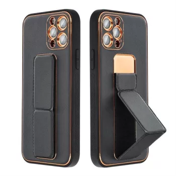 Leather Case Kickstand iPhone 11 Pro hátlap, tok, fekete