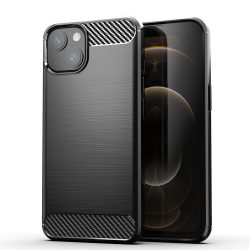 Carbon Case Flexible iPhone 14 hátlap, tok, fekete