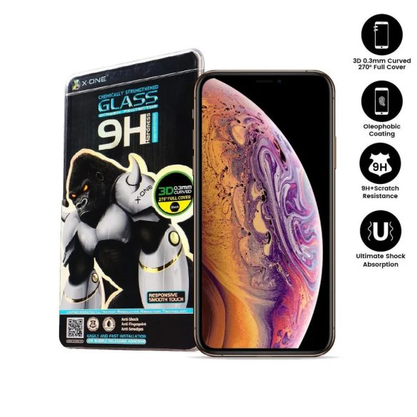 X-ONE Samsung Galaxy Note 20 Ultra 3D teljes kijelzős edzett üvegfólia (tempered glass) 9H keménységű, fekete
