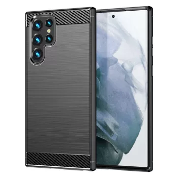   Carbon Case Flexible Samsung Galaxy S23 Ultra hátlap, tok fekete