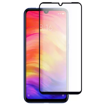   Xiaomi Redmi Note 7 / Note 7 Pro Full Glue teljes kijelzős edzett üvegfólia (tempered glass) 9H keménységű, tokbarát, fekete