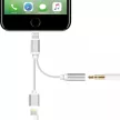 Lightning-3.5mm mini jack+lightning audio és töltő átalakító adapter, ezüst