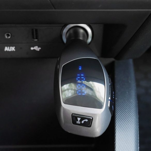 X5 univerzális Bluetooth+SD+USB FM Transmiter autós szivargyujtó töltő, 3A, fekete