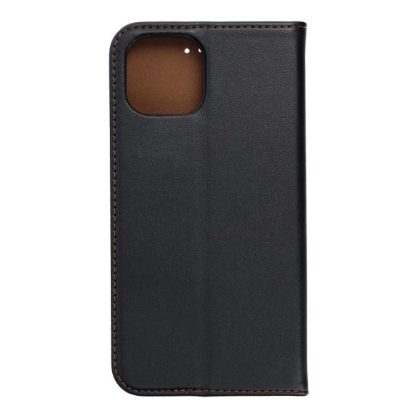 Genuine Leather Smart Pro iPhone 13 Pro eredeti bőr oldalra nyíló tok, fekete