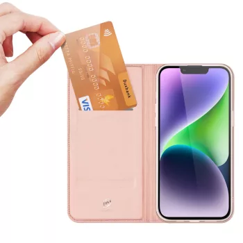   Dux Ducis Skin Pro oldalra nyíló tok iPhone 15 Plus, rózsaszín