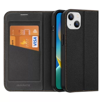   Dux Ducis Skin X2 oldalra nyíló tok iPhone 14 Plus tok patenttal, fekete