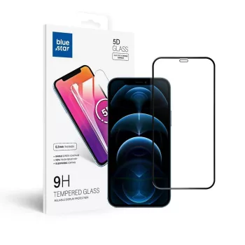   Blue Star edzett üvegfólia APP iPhone 12/12 Pro 5D teljes borítás, fekete