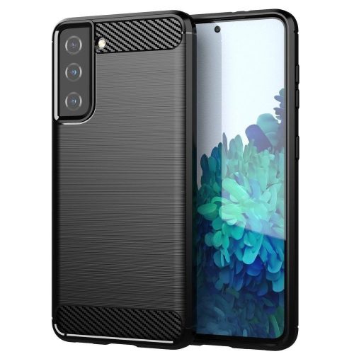 Carbon Case Samsung Galaxy S21 Plus hátlap, tok, fekete